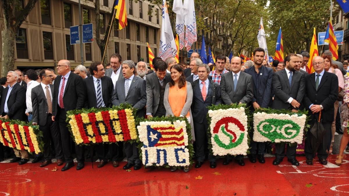 Andoni Ortuzar, Joseba Aurrekoetxea y Koldo Zarraga en la Diada 2013