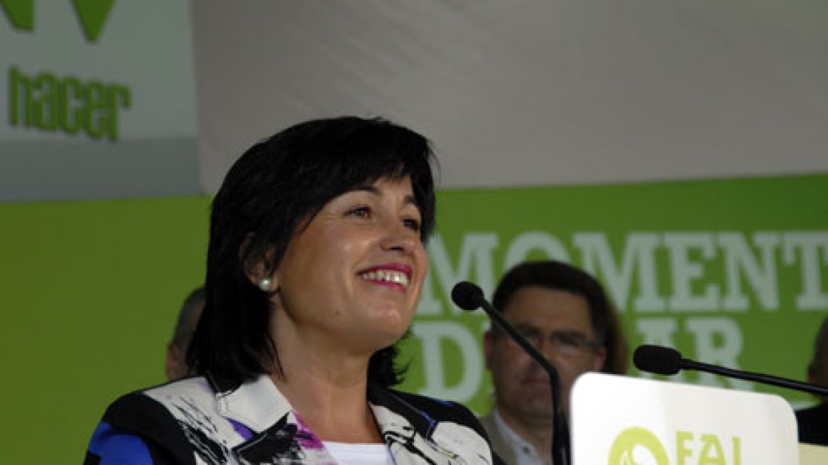 Ana Madariaga en el mitin de Getxo