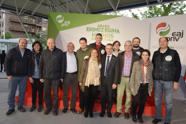 Hauteskunde mitina Laudion: Juanma Ibarretxe, Ramiro González, Iñigo Urkullu eta Andoni Ortuzar