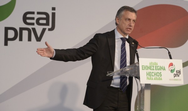 Hauteskunde mitina Laudion: Juanma Ibarretxe, Ramiro González, Iñigo Urkullu eta Andoni Ortuzar