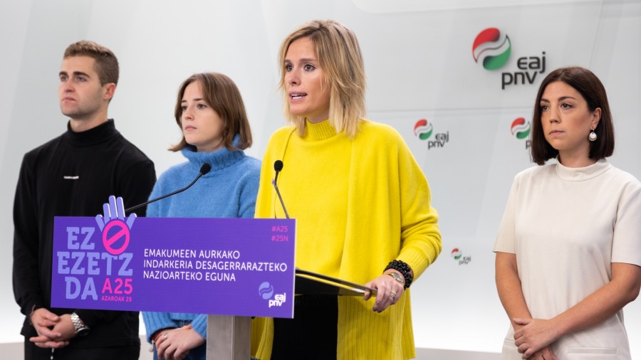 Euskal gizartearen eskutik indarkeria matxista erabat desagerrarazteko lanean jarraitzeko konpromisoa berretsi du EAJ-PNVk Euskal gizartearen eskutik indarkeria matxista erabat desagerrarazteko lanean jarraitzeko konpromisoa berretsi du EAJ-PNVk