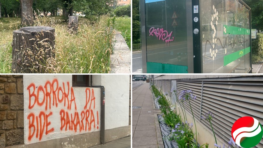 Oñatiko EAJ-PNVk herriko utzikeria salatu du: pintadak, kartelak, zaindu gabeko lorategiak eta moztu gabeko belarra