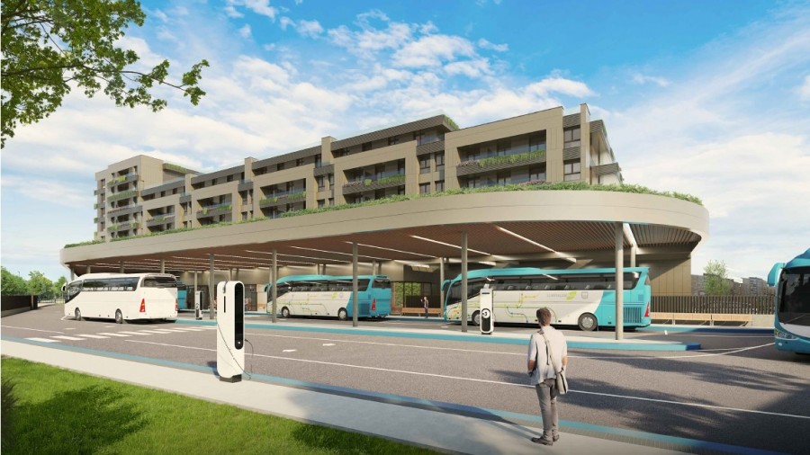 Autobus geltoki berriari argi berdea